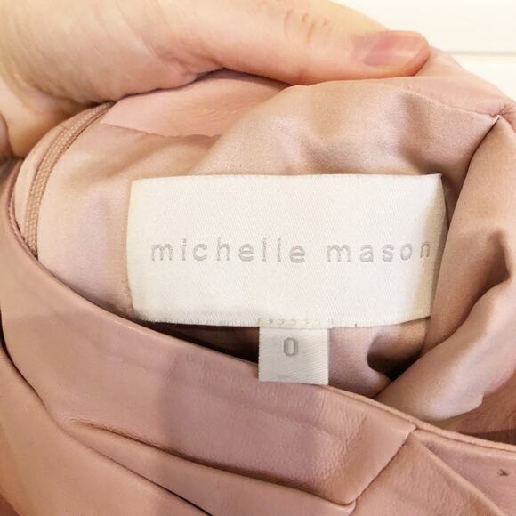 Michelle Mason Pink Ruffle Mini Skirt Lamb Leather - Picture 10 of 10